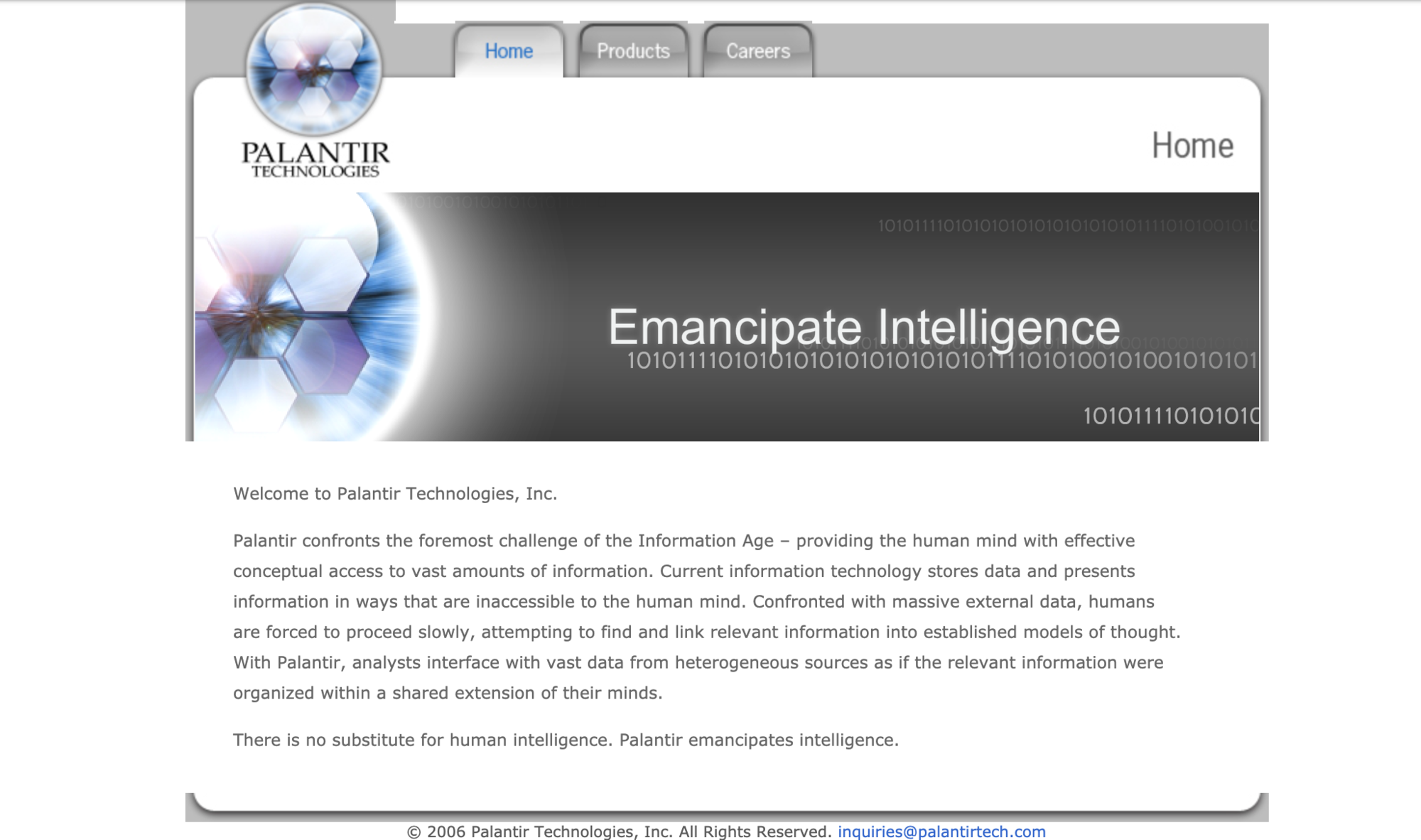 2006年のPalantirのウェブサイト